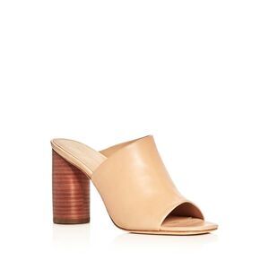 POUR LA VICTOIRE Womens Beige Helena Open Slip On Leather Heeled Mules Shoes 11